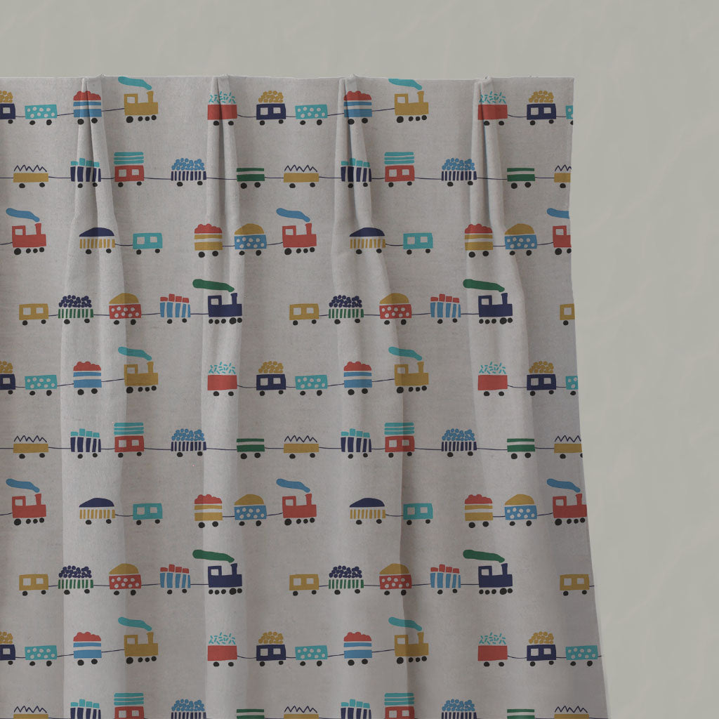 Blue Kids Linen Pleated Curtains - Bruno Navy - Natural base fabric.