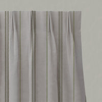 Green Striped Linen Pleated Curtains - Elise Seaweed - Natural base fabric.