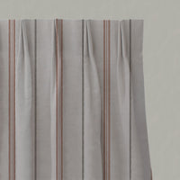 Red / Orange Striped Linen Pleated Curtains - Elise Terracotta - Natural base fabric.