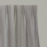 Green Striped Linen Pleated Curtains - Else Olive - Natural base fabric.