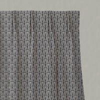 Grey Patterned Linen Pleated Curtains - Elva Ash - Natural base fabric.