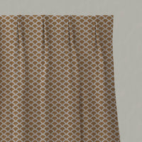 Orange / Yellow Patterned Linen Pleated Curtains - Erle Gold Ochre - Natural base fabric.