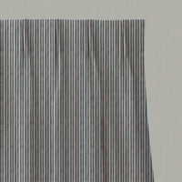 Blue / Brown Striped Linen Pleated Curtains - Evelina Blue Stone - Natural base fabric.