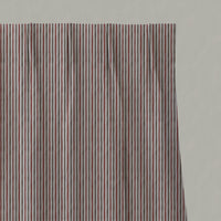 Red / Brown Striped Linen Pleated Curtains - Evelina Crimson Red - Natural base fabric.