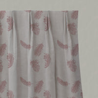 Pink Patterned Linen Pleated Curtains - Feathers Dusty Pink - Natural base fabric.
