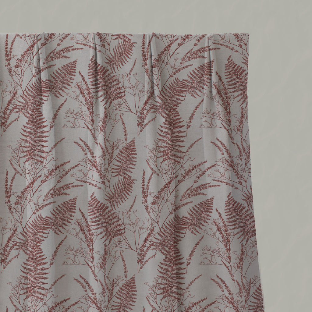 Red Plain Linen Pleated Curtains - Fernia Crimson Red - Natural base fabric.