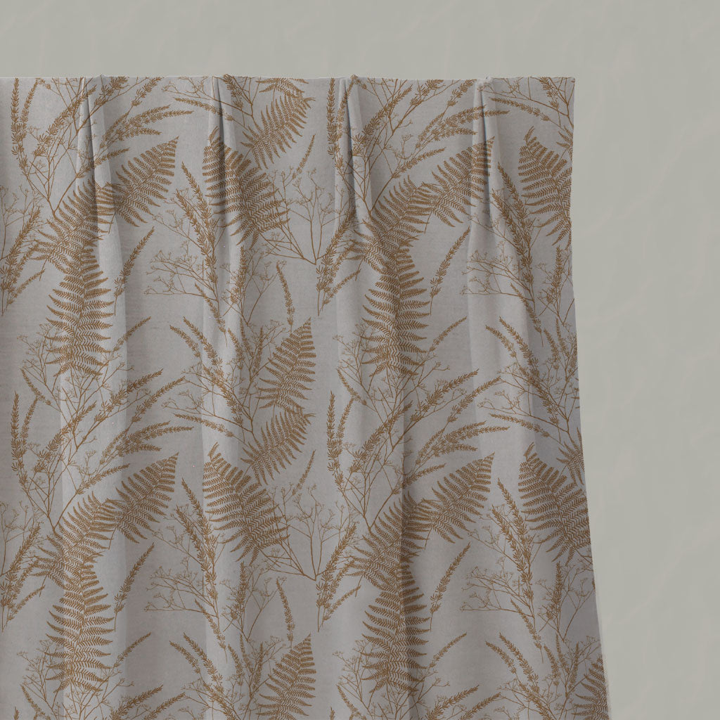 Orange / Yellow Plain Linen Pleated Curtains - Fernia Gold Ochre - Natural base fabric.