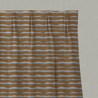 Orange / Yellow Patterned Linen Pleated Curtains - Fransibella Ochre-NAT - Natural base fabric.