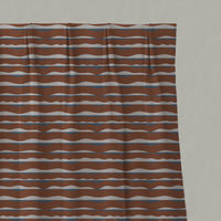 Orange Patterned Linen Pleated Curtains - Fransibella Terracotta-NAT - Natural base fabric.