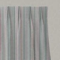 Blue Striped Linen Pleated Curtains - Freja Duckegg - Natural base fabric.
