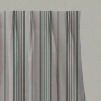 Green Striped Linen Pleated Curtains - Freja Sage - Natural base fabric.