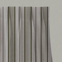Green Striped Linen Pleated Curtains - Freja Seaweed - Natural base fabric.