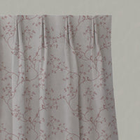 Pink Botanical Linen Pleated Curtains - Goldfinch Dusty Pink - Natural base fabric.