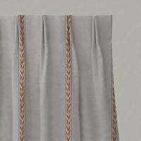 Orange Botanical Linen Pleated Curtains - Helena-NAT Burnt Orange - Natural base fabric.