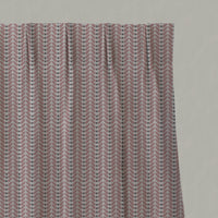 Pink Patterned Linen Pleated Curtains - Hulda Dusty Pink - Natural base fabric.