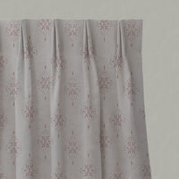 Pink Patterned Linen Pleated Curtains - Iiris Dusty Pink - Natural base fabric.