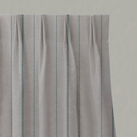 Blue Striped Linen Pleated Curtains - Inari Blue Stone - Natural base fabric.