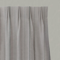 Green Striped Linen Pleated Curtains - Inari Sage - Natural base fabric.