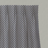 Blue Patterned Linen Pleated Curtains - Jonna Deep Blue - Natural base fabric.