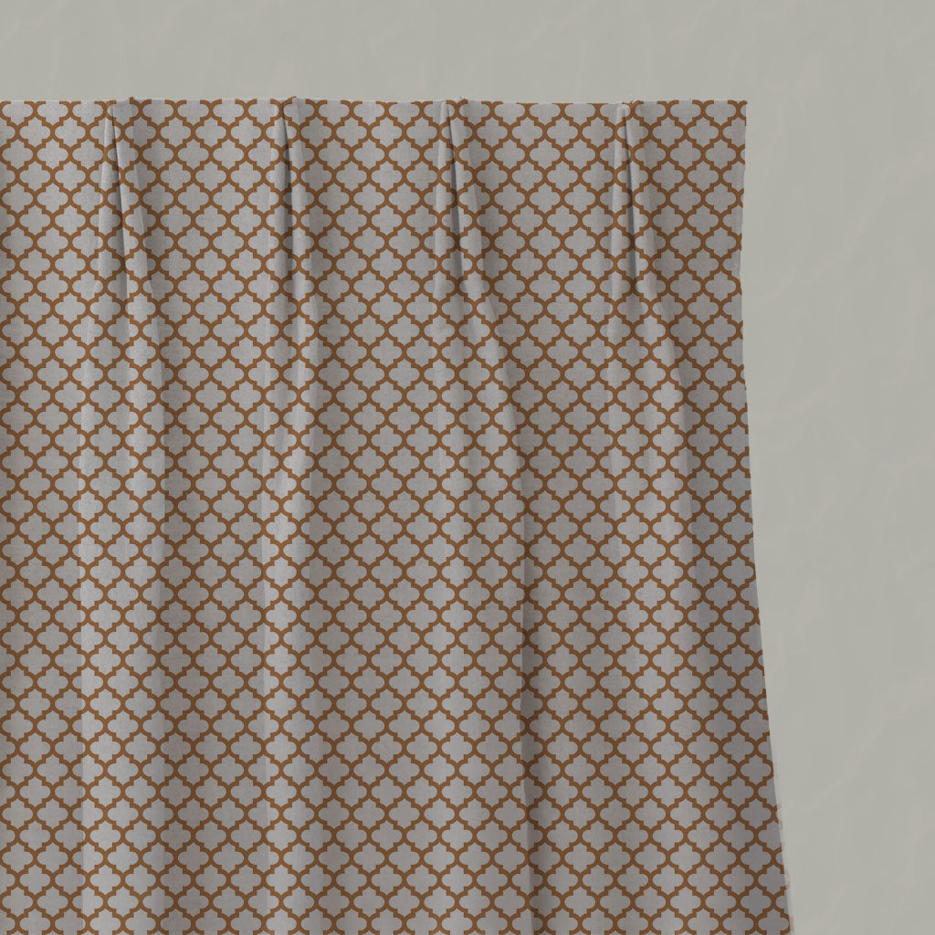 Orange Patterned Linen Pleated Curtains - Jonna Tangerine - Natural base fabric.