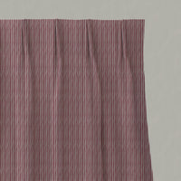 Red Striped Linen Pleated Curtains - Laila Wine - Natural base fabric.