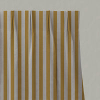 Yellow Striped Linen Pleated Curtains - Liliana Honey-NAT - Natural base fabric.