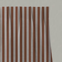 Red / Orange Striped Linen Pleated Curtains - Liliana Terracotta-NAT - Natural base fabric.
