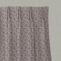 Red / Pink Floral Linen Pleated Curtains - Miny Pink Wine-INV - Natural base fabric.