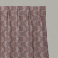 Pink Patterned Linen Pleated Curtains - Naja Dusty Pink - Natural base fabric.