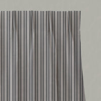Grey Striped Linen Pleated Curtains - Olga Ash - Natural base fabric.