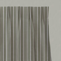 Green Striped Linen Pleated Curtains - Olga Khaki - Natural base fabric.