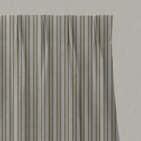 Green Striped Linen Pleated Curtains - Olga Olive - Natural base fabric.