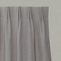 Black Patterned Linen Pleated Curtains - Ollie Noir - Natural base fabric.