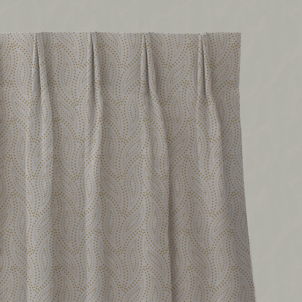 Yellow Patterned Linen Pleated Curtains - Pia Mustard - Natural base fabric.