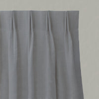 Blue Striped Linen Pleated Curtains - Pinni Denim - Natural base fabric.
