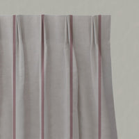 Red Striped Linen Pleated Curtains - Ronja Wine - Natural base fabric.