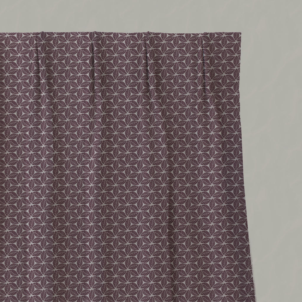 Purple Botanical Linen Pleated Curtains - Saana Grape - Natural base fabric.