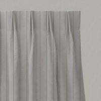 Green Striped Linen Pleated Curtains - Solveig Leaf - Natural base fabric.