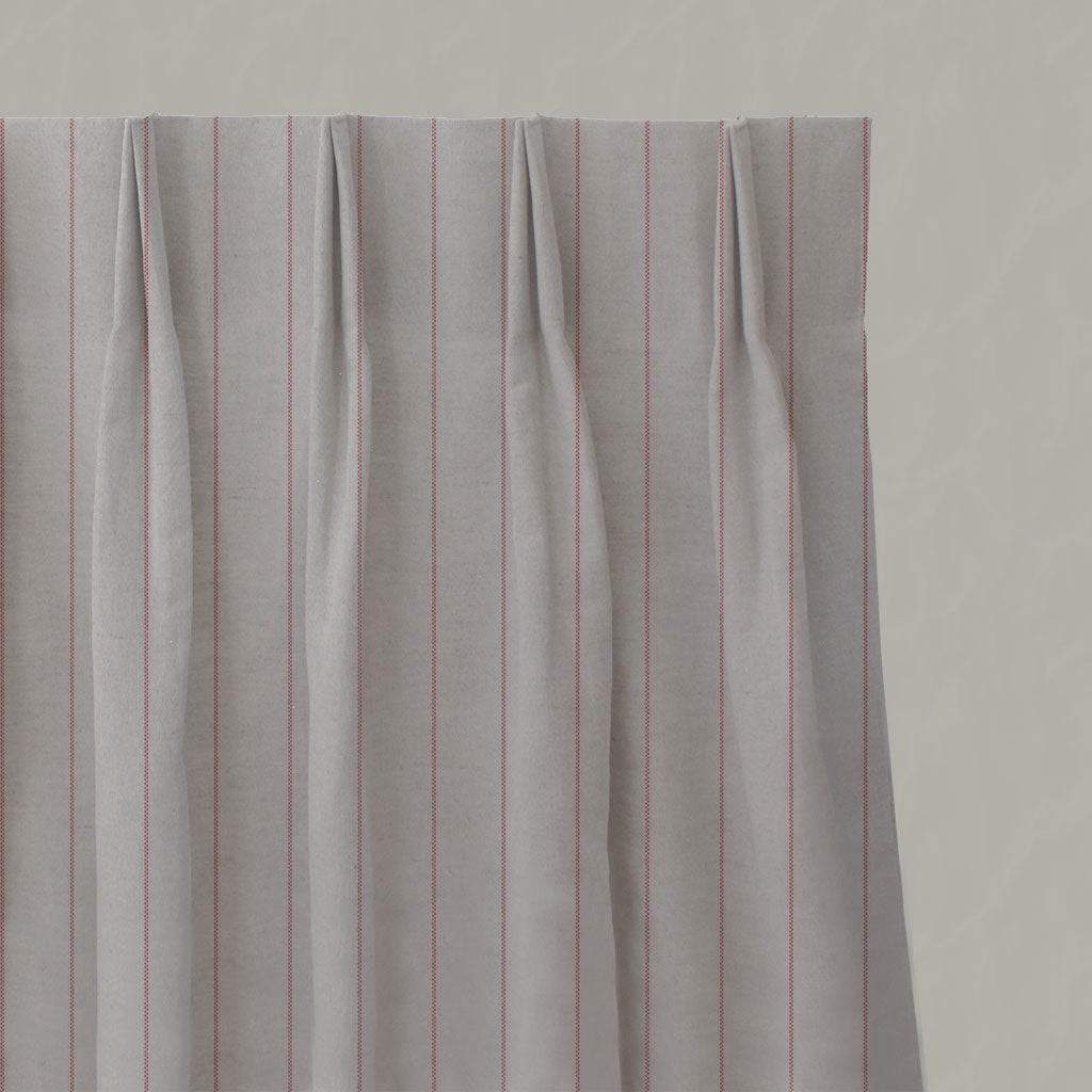 Pink Striped Linen Pleated Curtains - Solveig Sweet Pea - Natural base fabric.