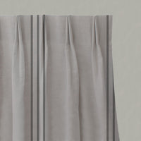 Grey Striped Linen Pleated Curtains - Telma Charcoal - Natural base fabric.