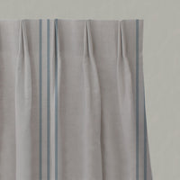 Blue Striped Linen Pleated Curtains - Telma True Blue - Natural base fabric.