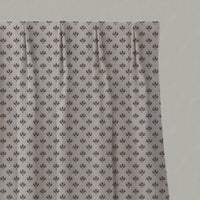 Brown Botanical Linen Pleated Curtain - Olgie Sand - Natural base fabric.