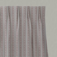 Pink Floral Stripe Linen Pleated Curtain - Silvian Dusty Pink - Natural base fabric.