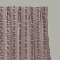 Red Floral Stripe Linen Pleated Curtain - Skye Crimson Red - Natural base fabric.