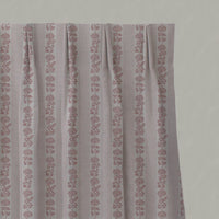 Pink Floral Stripe Linen Pleated Curtain - Skye Dusty Pink - Natural base fabric.
