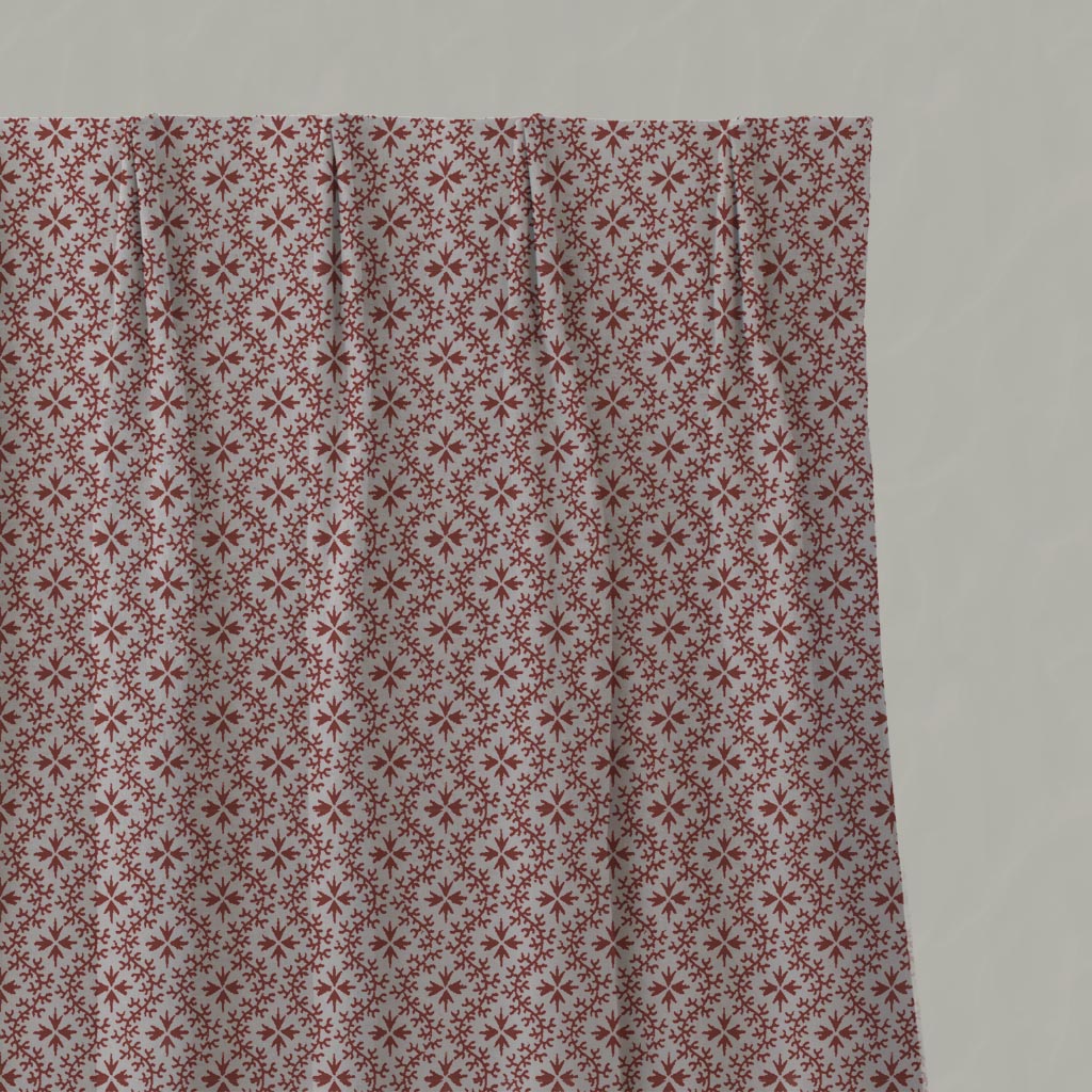 Red Abstract Linen Pleated Curtain - Unica Crimson Red - Natural base fabric.