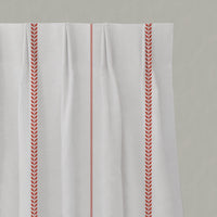 Red Striped Linen Pleated Curtains - Berit Crimson Red - White base fabric.