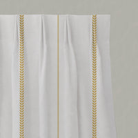 Orange / Yellow Striped Linen Pleated Curtains - Berit Gold Rod - White base fabric.