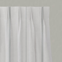Grey Striped Linen Pleated Curtains - Berit Greige - White base fabric.