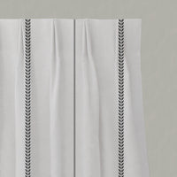 Black Striped Linen Pleated Curtains - Berit Noir - White base fabric.